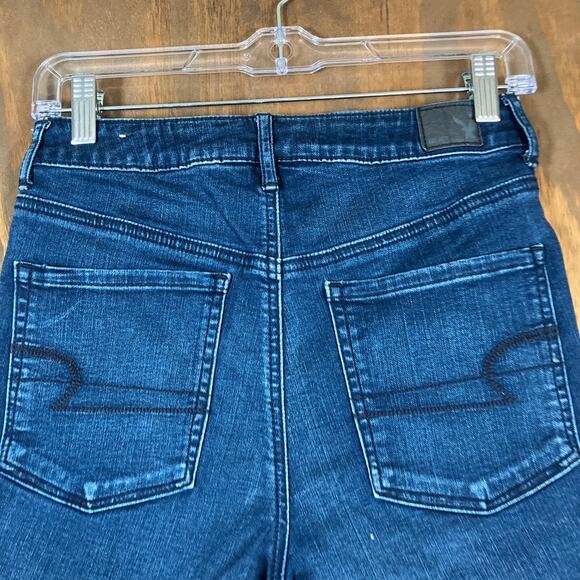 American Eagle Womens Shorts Blue Denim Sky High Rise Shortie Stretch 6 - Picture 10 of 11